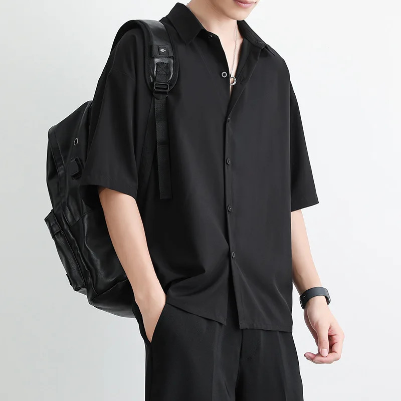 1pcs Summer Thin Men Short Sleeve Shirt Man Ice Silk Loose Style Shirt Male Fashion Casual Lapel Button-down Shirt Men Top S-3XL 250707