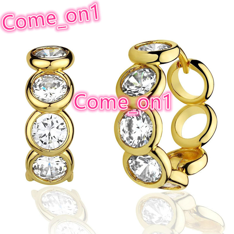 Fashion Round Imitated Diamond Cubic Zirconia Gold Plated Earrings for Wedding CZ Hoop Earrings for Women