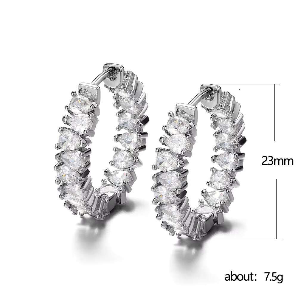 High-quality Silver Color/Gold Color Earrings Women Wedding Party Hoop Earring Versatile Luxury Cubic Zirconia Jewelry