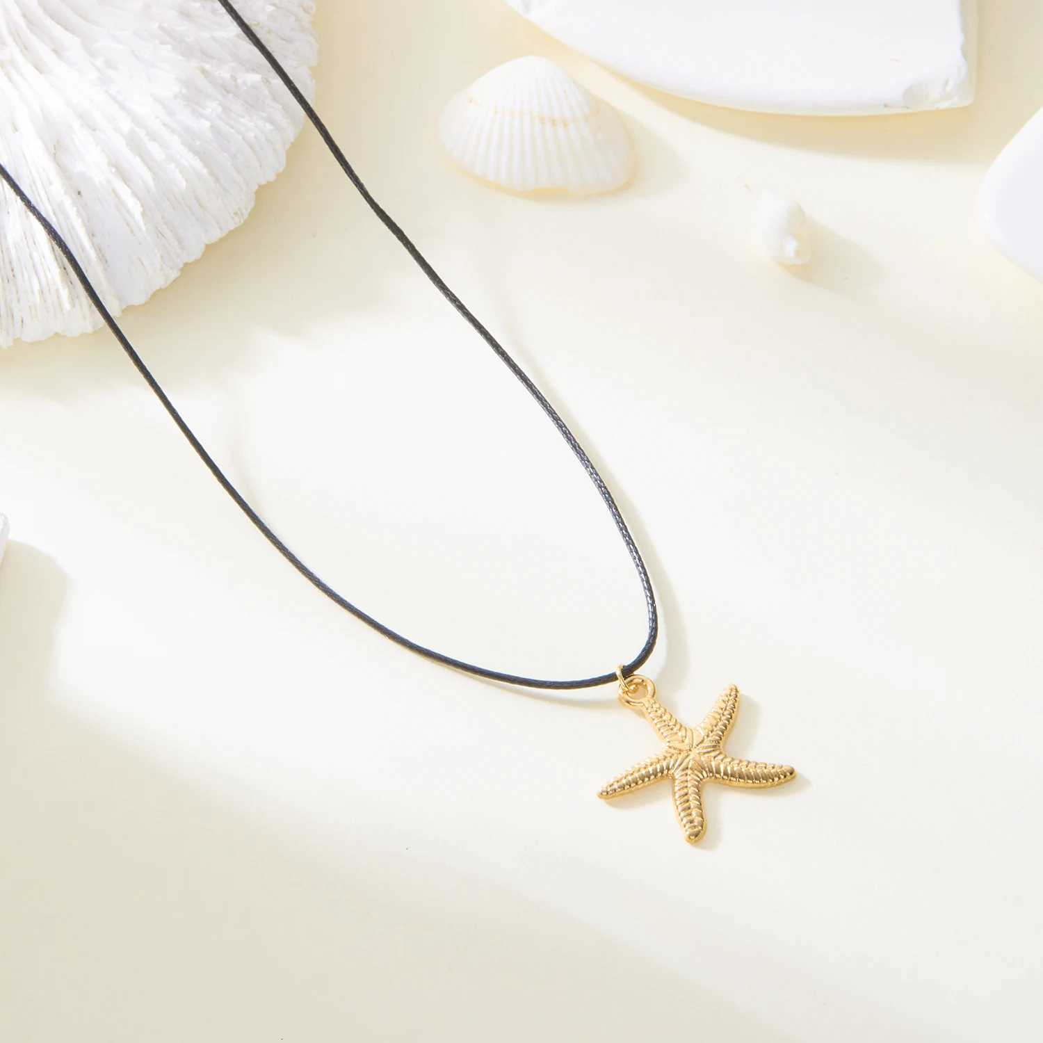 Fashion Simp Ocean Series Adjustable Father Chain Necklace for Men Metal Starfish Shell Conch Pendant Necklace Jewelry W250712