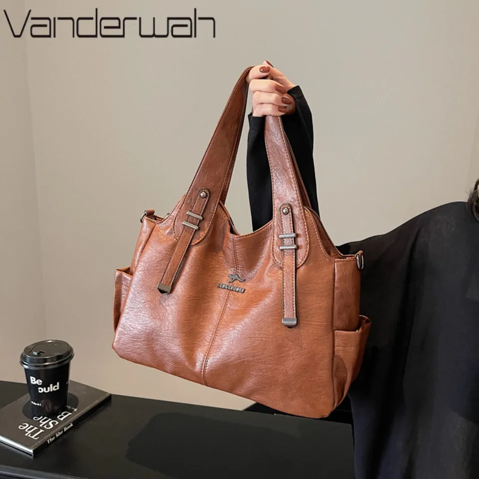 Retro Color Luxury Designer Shoulder Bags for Women High Quality Soft Leather Cross-body Bag Lady Travel Handbag Casual Tote Sac