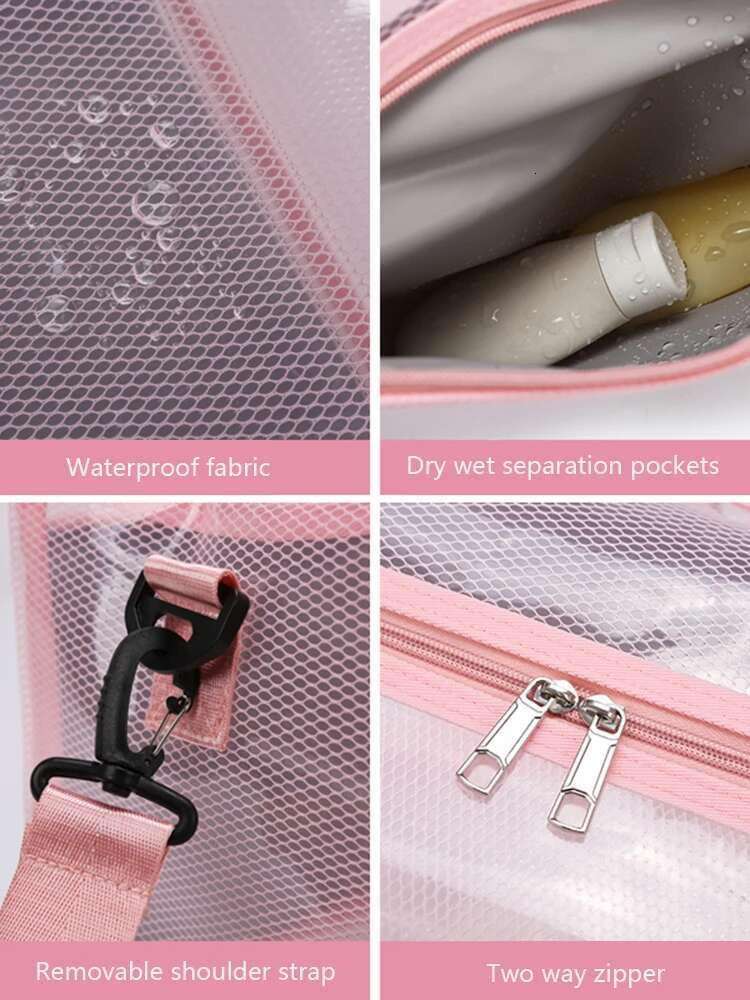 Transparent Waterproof PVC Duffle Zipper Travel Storage Bag,Sports Fiess Bag, Large Capacity Handbag & Shoulder Bag