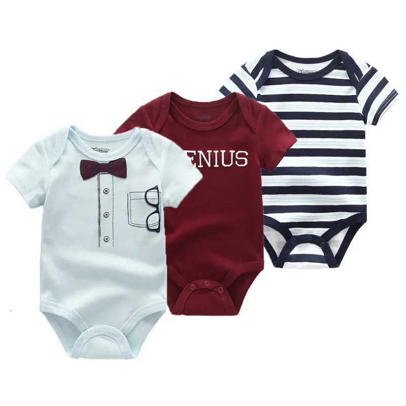3 Pcs Newborn Short Sleeve Baby Boy Girl Bodysuits Soft 100% Cotton Baby Unisex Baby Clothes Z250712