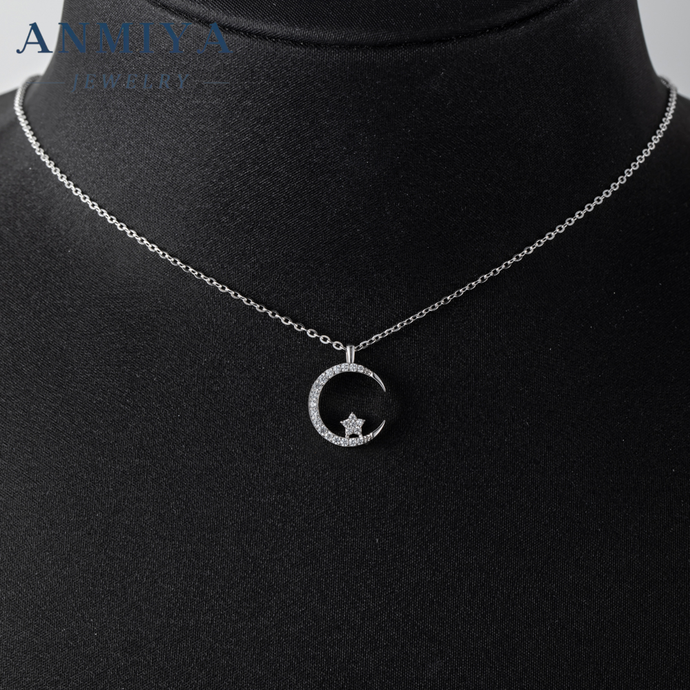 925 Sterling Silver Starburst Moon Star Necklace Celestial Necklace Valentine's Day Gift