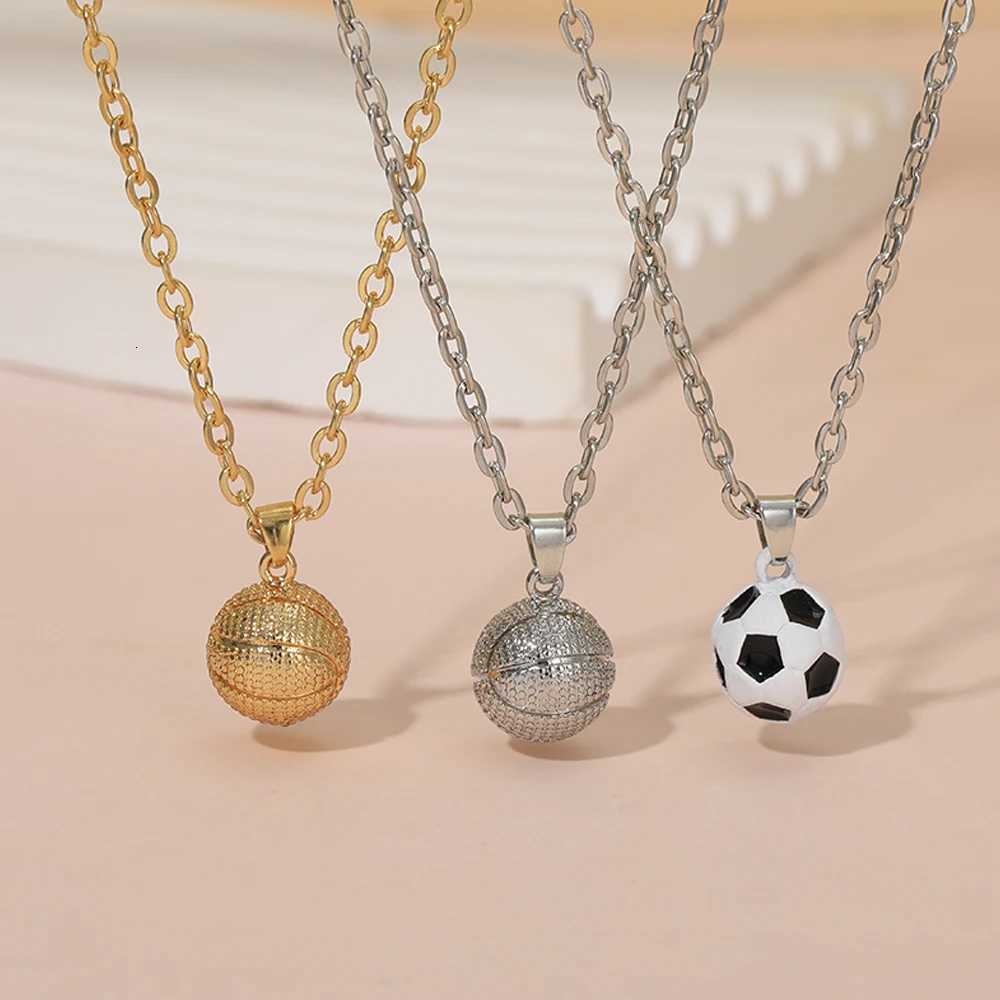 New In Sporty Basketball Football Pendant Necklace 3D Ball Choker For Wen Men Boys Fans Lovers Jewelry Party Birthday Gift W250712