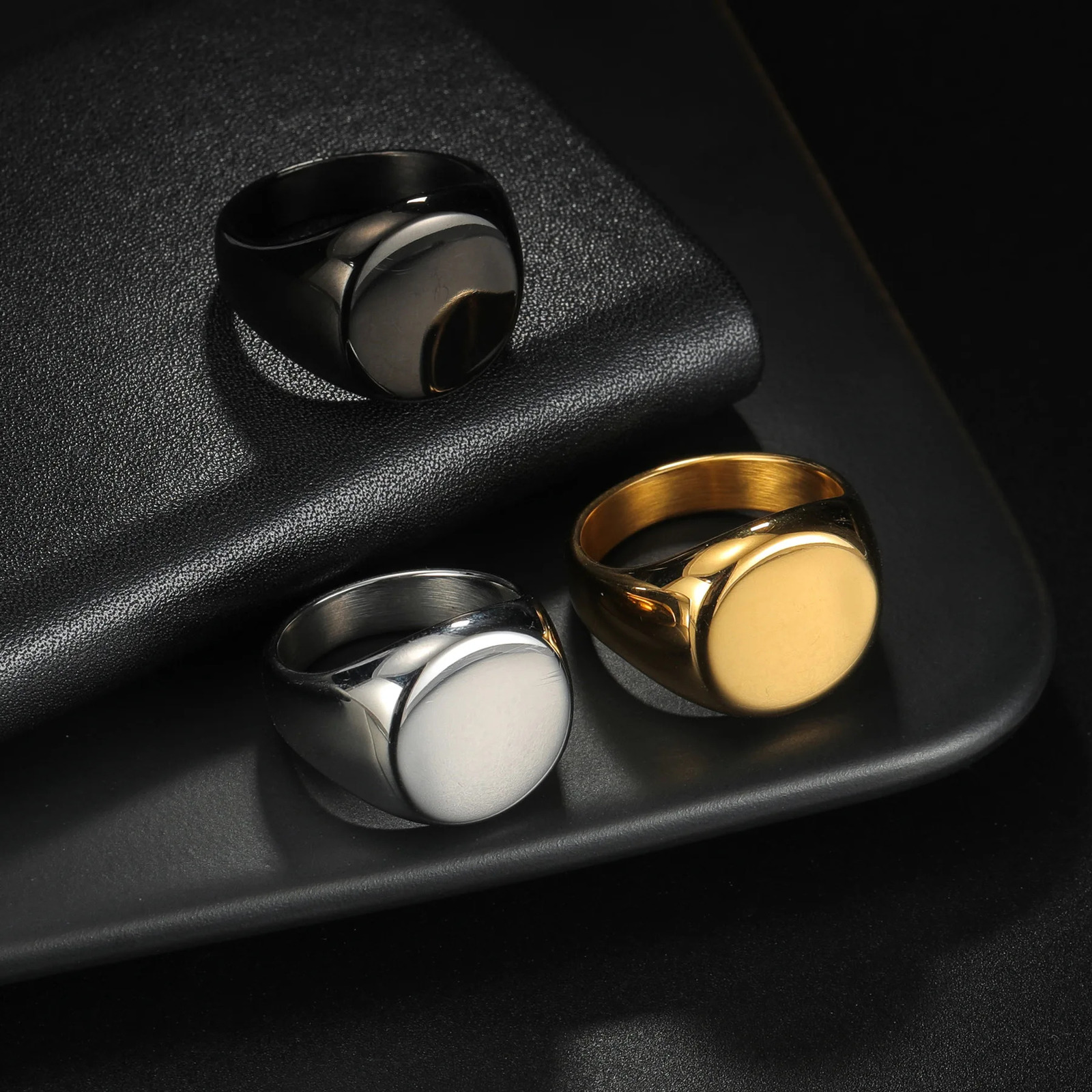 HNSP 316L Stainless Steel Round Smooth Ring For Men Male 2025 Finger Jewelry Accessories 250708