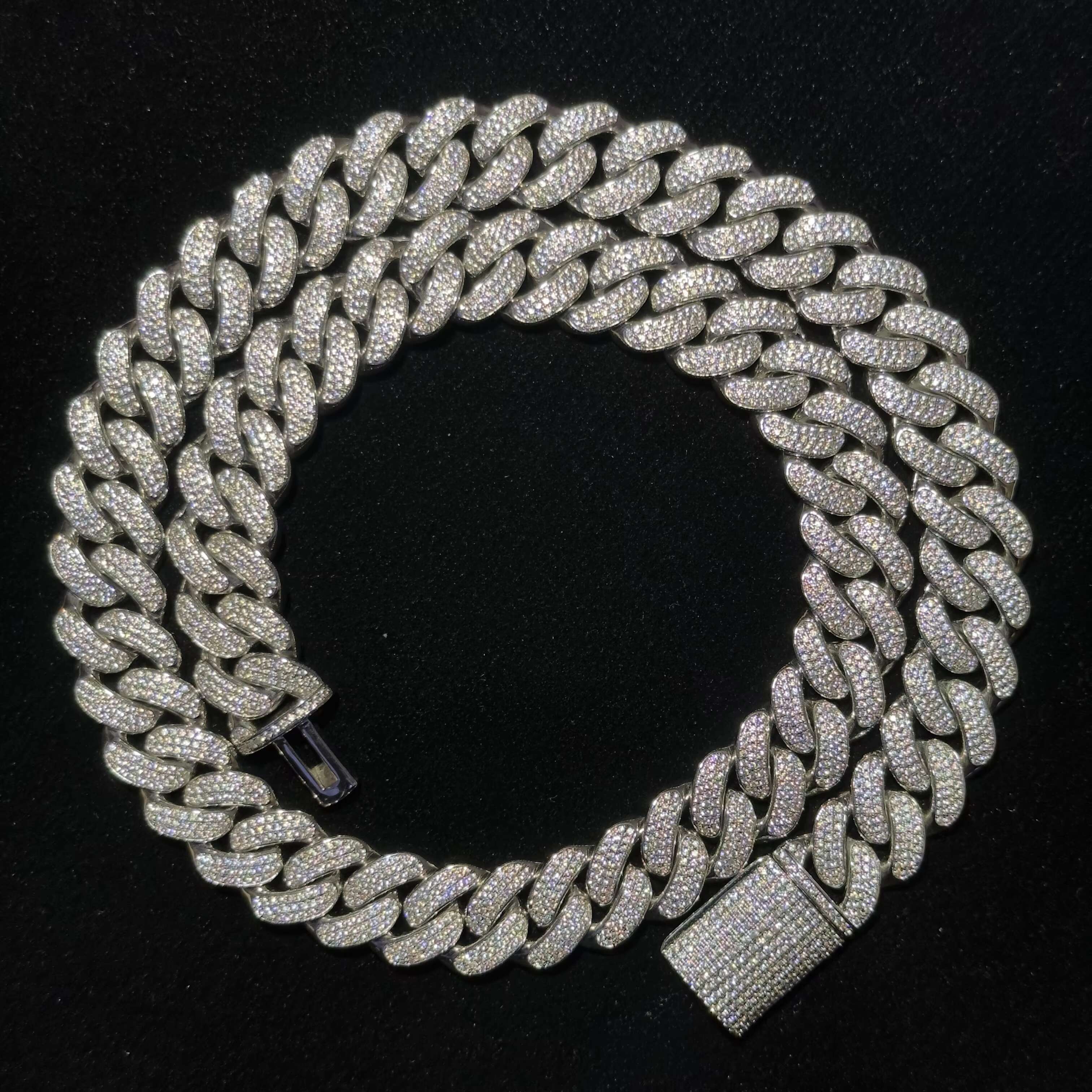 10mm 12mm 14mm 18mm Hip-Hop Jewelry Vvs Moissanite Cuban Link Chain With 925 Silver Necklace Men Jewelry