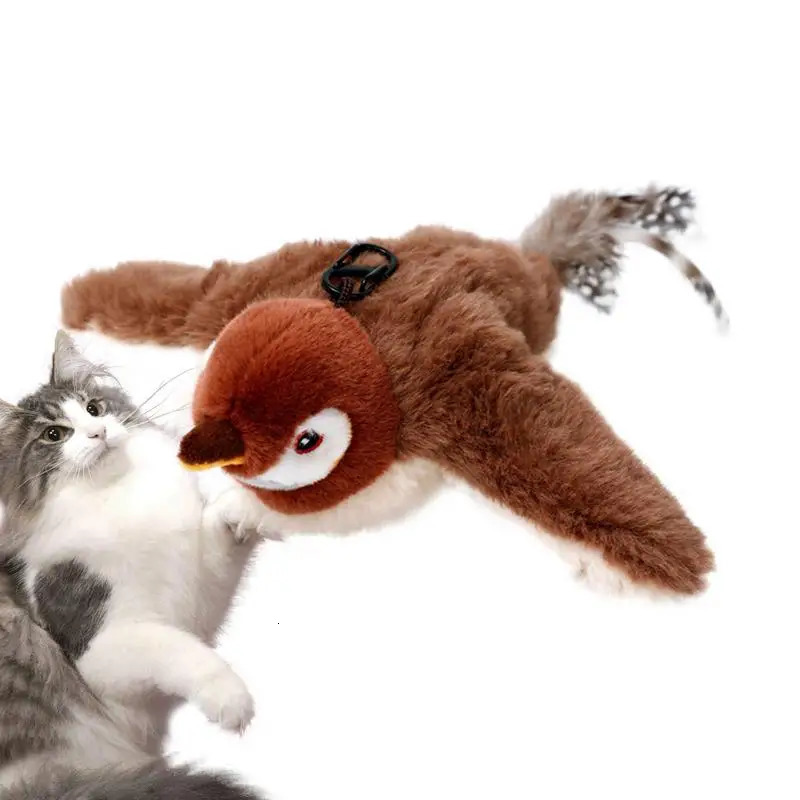 Flying Bird Cat Toy Rechargeable Automatic Flapping Wings Sparrow Catnip Toy Interactive Bird Cat Toy For Cats And Pets 250708