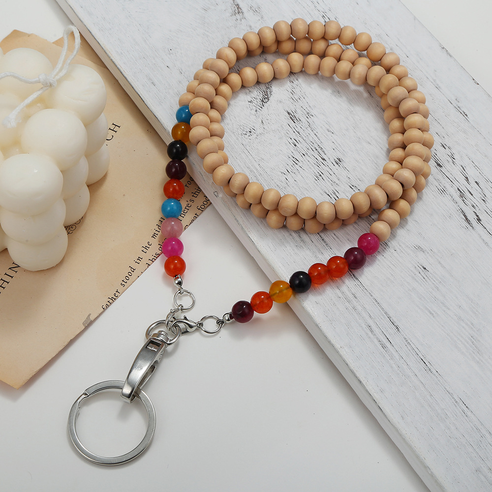 Luxury Jewelry Designer Jewelry Amazon Stone Wood Bead Mask Chain Lanyard Work ID Badge Necklace ID Badge Easy Pull Buckle Sweater Long Necklace