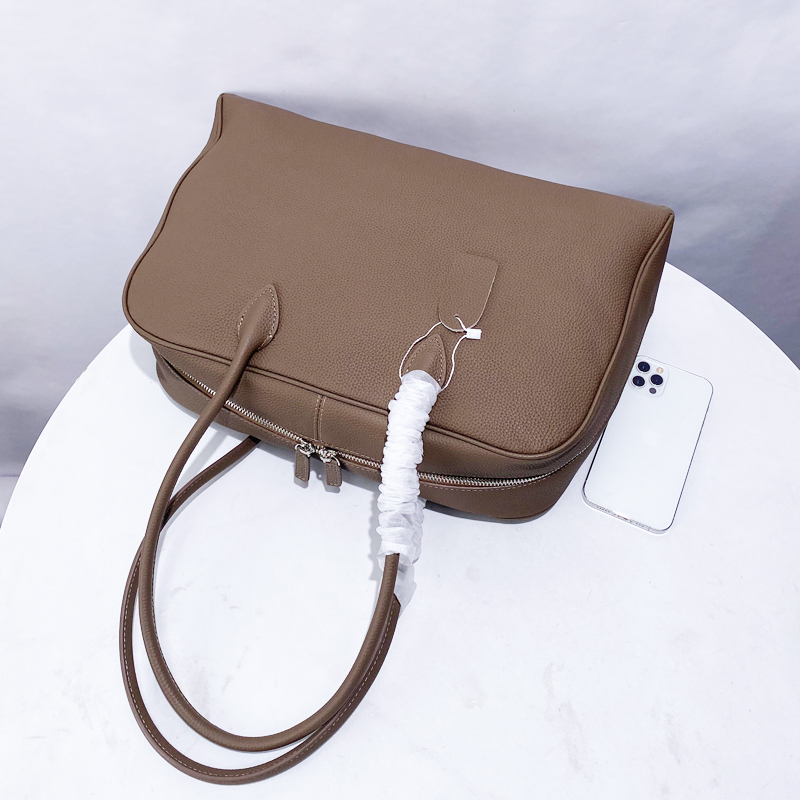 Genuine Leather Boston Bag For Women Luxury Designer Handbag Purse 2025 New In Vintage Cowhide Large Capacity Underarm Shoulder