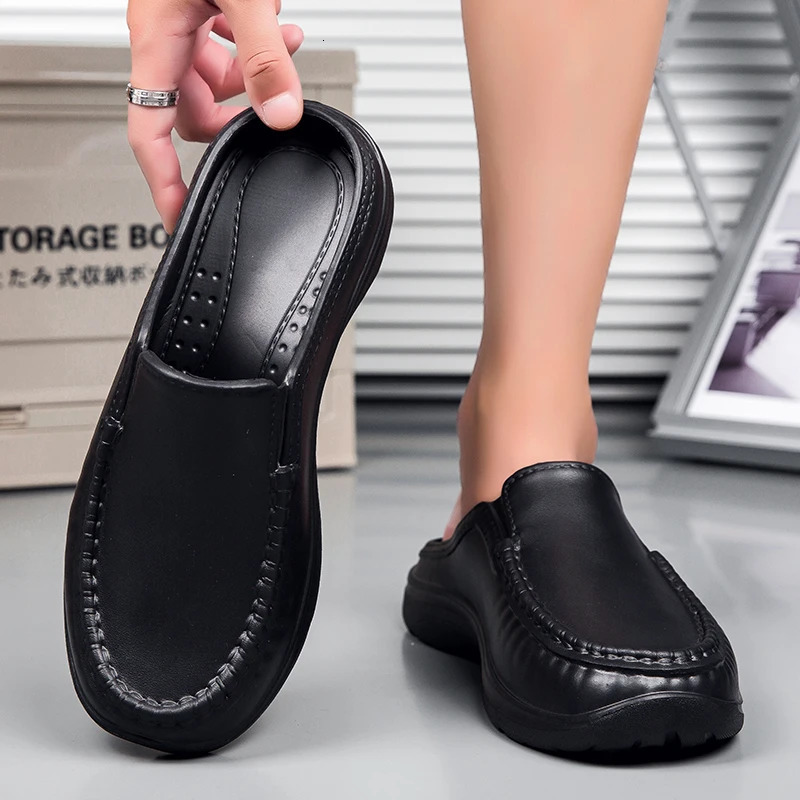 Men chef shoes casual loafers waterproof and oil-proof kitchen work slip-on men shoes outdoor non-slip beach slippers large size 250707