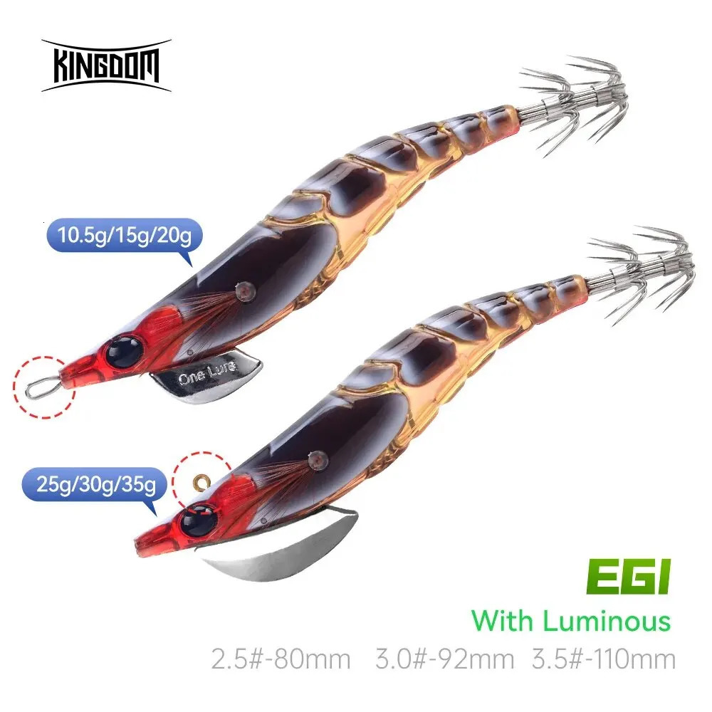 Kingdom Egi Squid Bait Artificial Jigging Lures Slow Sinking Hooks Sea Fishing Octopus Cuttlefish Luminous 250708