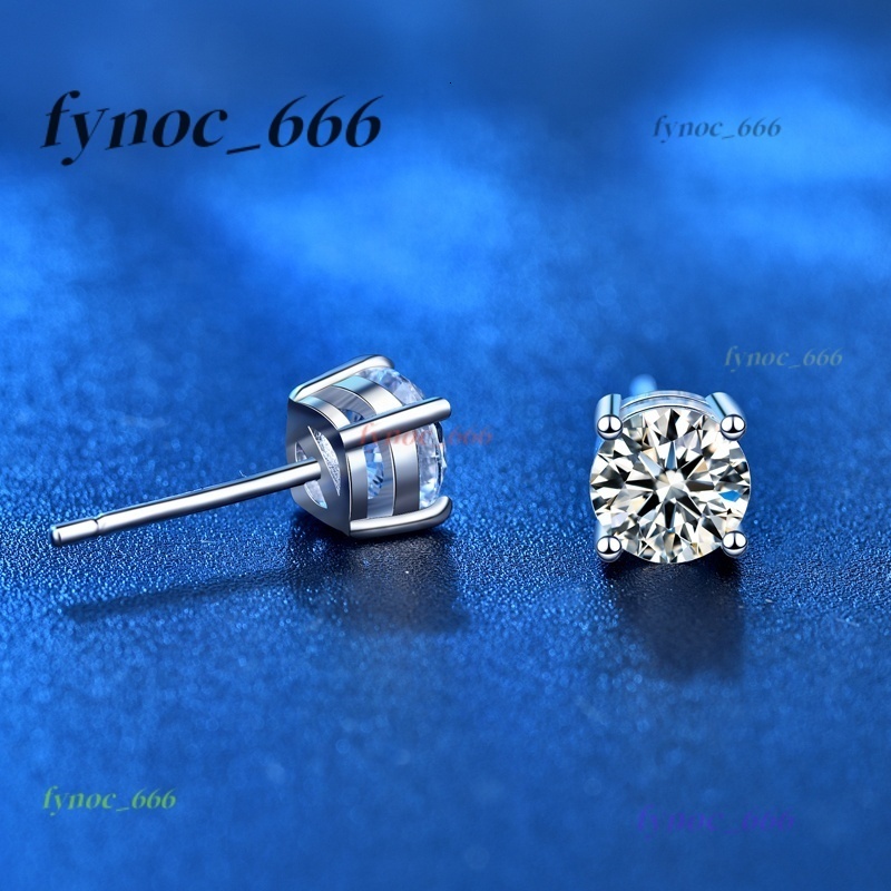 Moissanite Gemstone Stud Earrings for Women Classic Four Claw Design Solid 925 Sterling Silver Solitaire Party Fine Jewelry