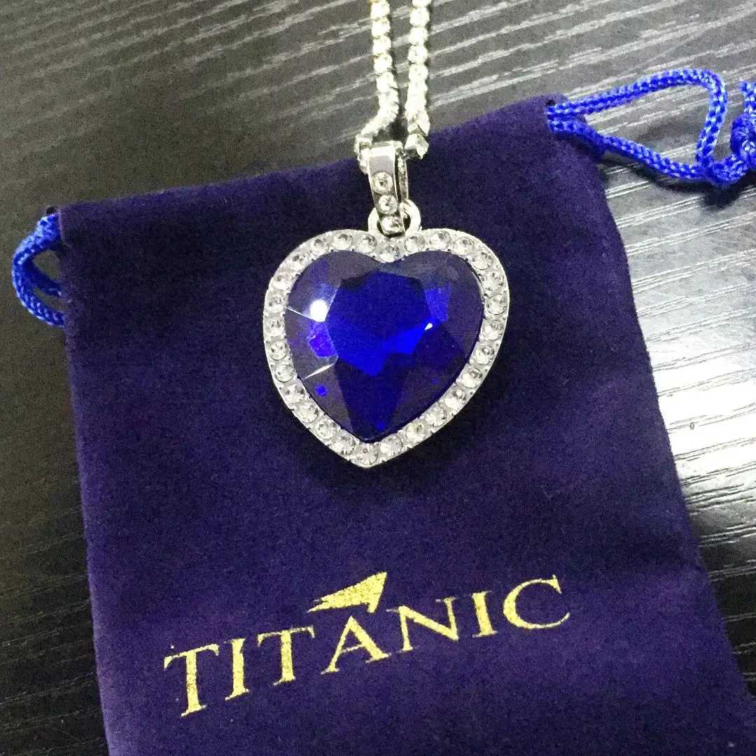 Titanic of Ocean Blue Love Forr Pendant Necklace + Velvet Bag W250712