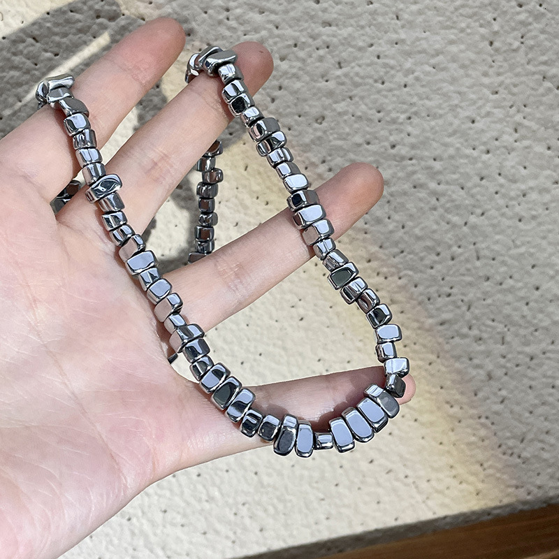 Luxury Jewelry Designer Jewelry Titanium Steel Irregular Silver Fragment Necklace Hip-hop Minimalist Style Niche Design Sense Light Luxury Couple Wome
