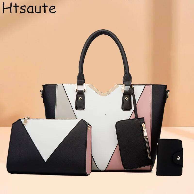 New Fashion 4pcs/Set Women's Handbag with Wallet High Quality PU Leather Shoulder Laides Crossbody Bag Casual Tote Bags