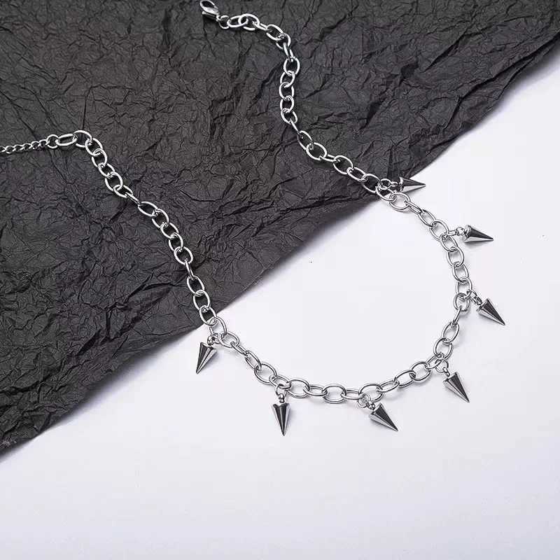 Punk Aesthetic Necklace for Men Titanium Steel Choker Cool Accessories Hip Hop Tassels Rivet Necklaces Pendant Necklace Gift W250712