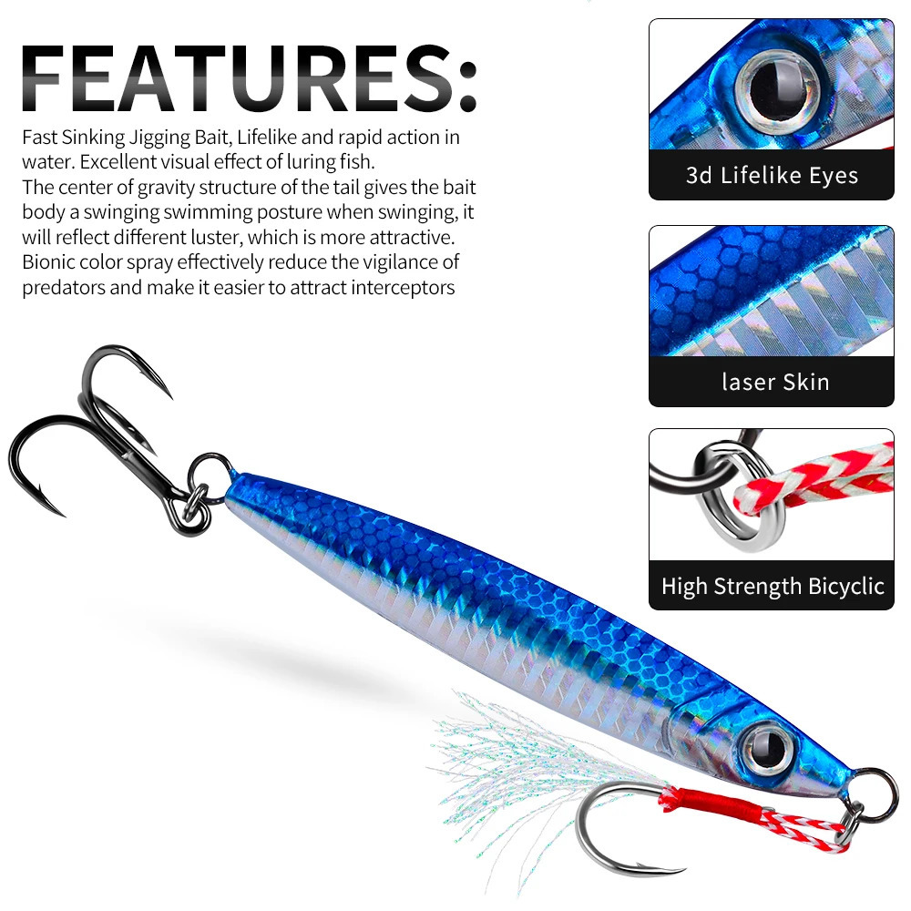 PROBEROS 1pc Metal Jig 10g 15g 20g 30g 40g 60g Durable Bionic Hard Bait with Realistic n Perfect Sea Fishing Accessory 250708