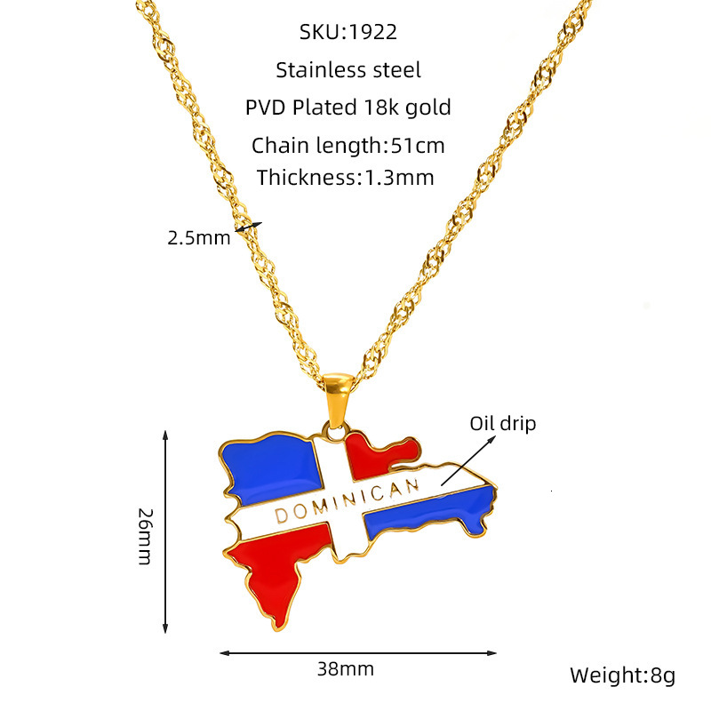 Luxury Jewelry Designer Jewelry Cross-border Personalized World Map Necklace For Women USA Nigeria Africa 18K Gold Plated Oil Drop Titanium Steel Clav