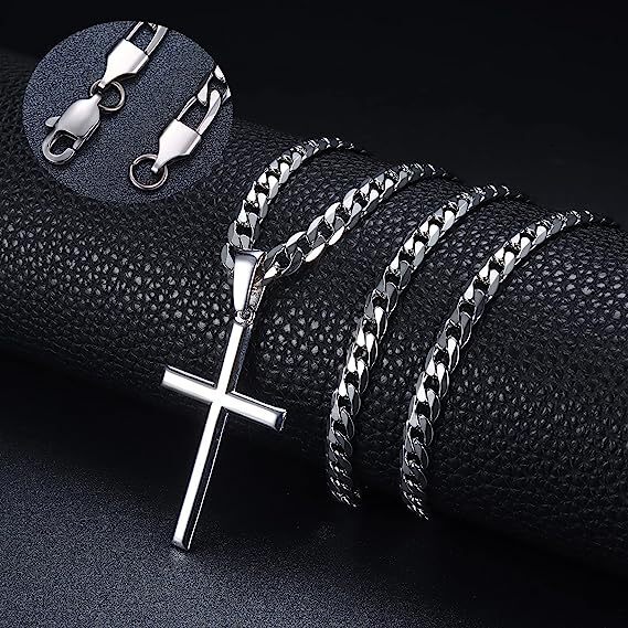Luxury Jewelry Designer Jewelry New European And American Cross-border Jewelry Stainless Steel Chain Cross Pendant Necklace For Men Simple Fashion Nec