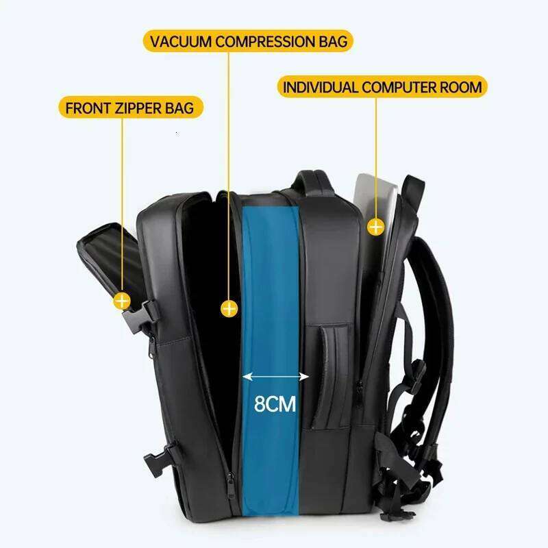 Vacuum Travel Bag For Men Large Capacity Computer Business Laptop Expandable Backpack School Bags