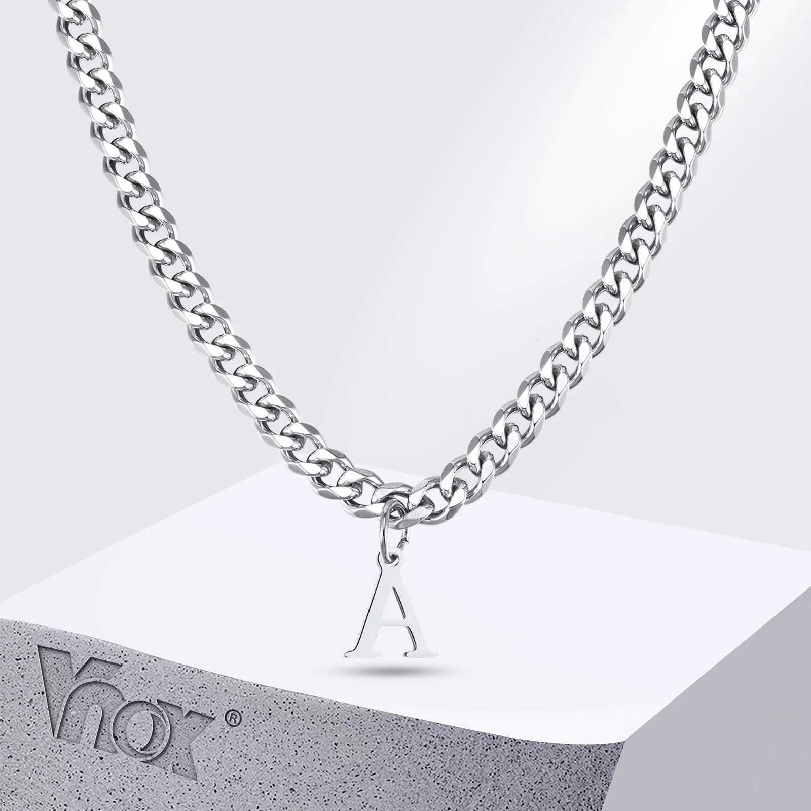 5000 Vnox Simp A-Z Letter Necklace for Men Waterproof Stainless Steel Cuban Chain Necklace Jewelry Gift for Him W250712