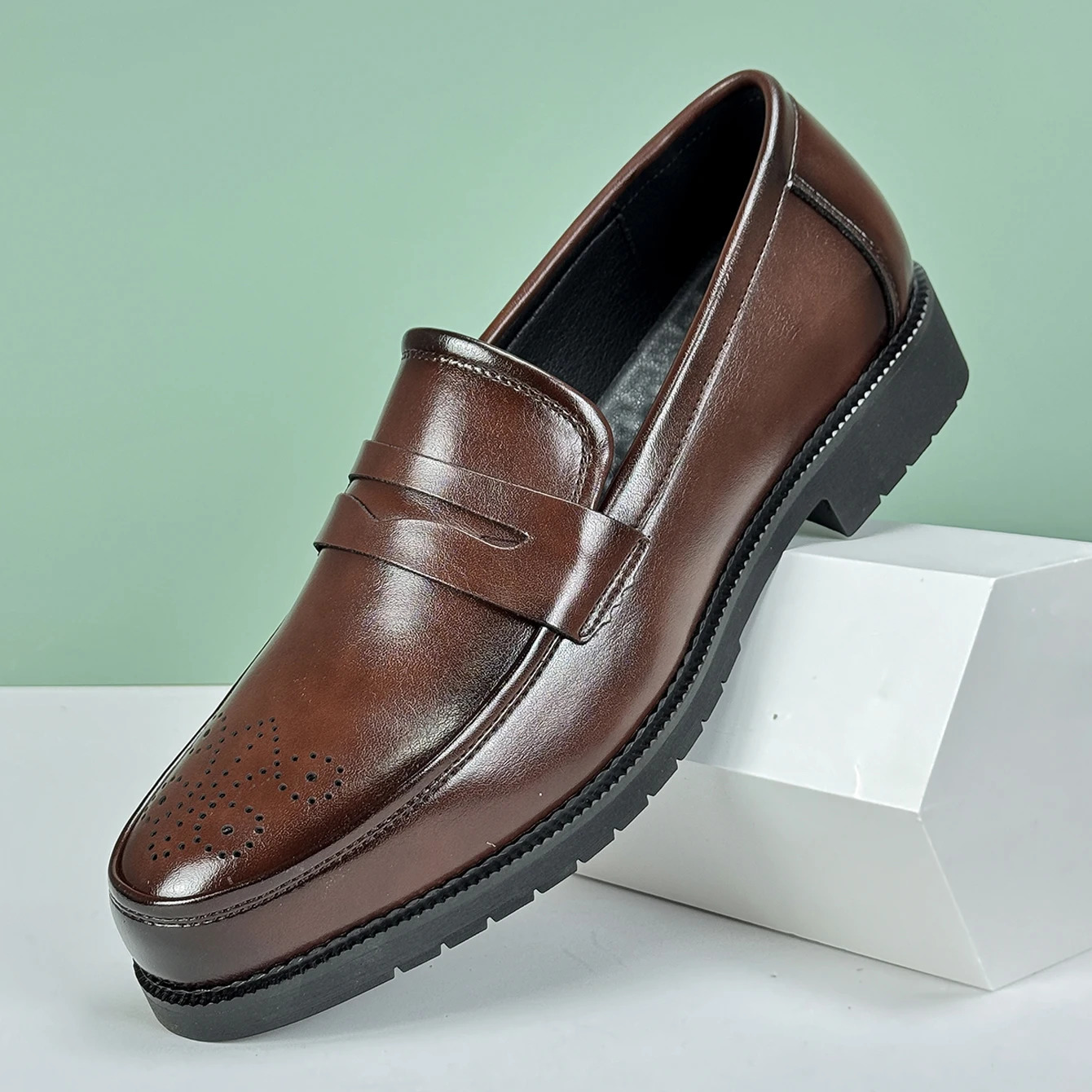 Mens Formal Leather Shoes British Style Oxford Loafers Round Toe Breathable Non-Slip Business Dress Wedding Office Casual Shos 250712