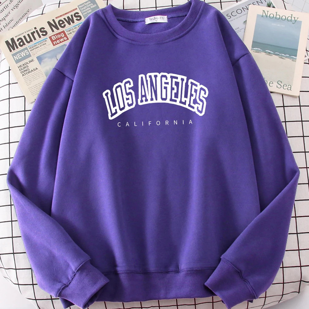 Los Angeles California City Streetwear Sweatshirt For Women Loose Oversized Clothing Personality Soft Letter Print Hoodies Woman 250707