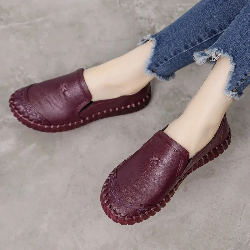 2024 Fashion Cow Leather Loafers Ladies Moccasins Women Summer Flats Casual Leisuer Daily Oxford Shoes Woman Flats 250707