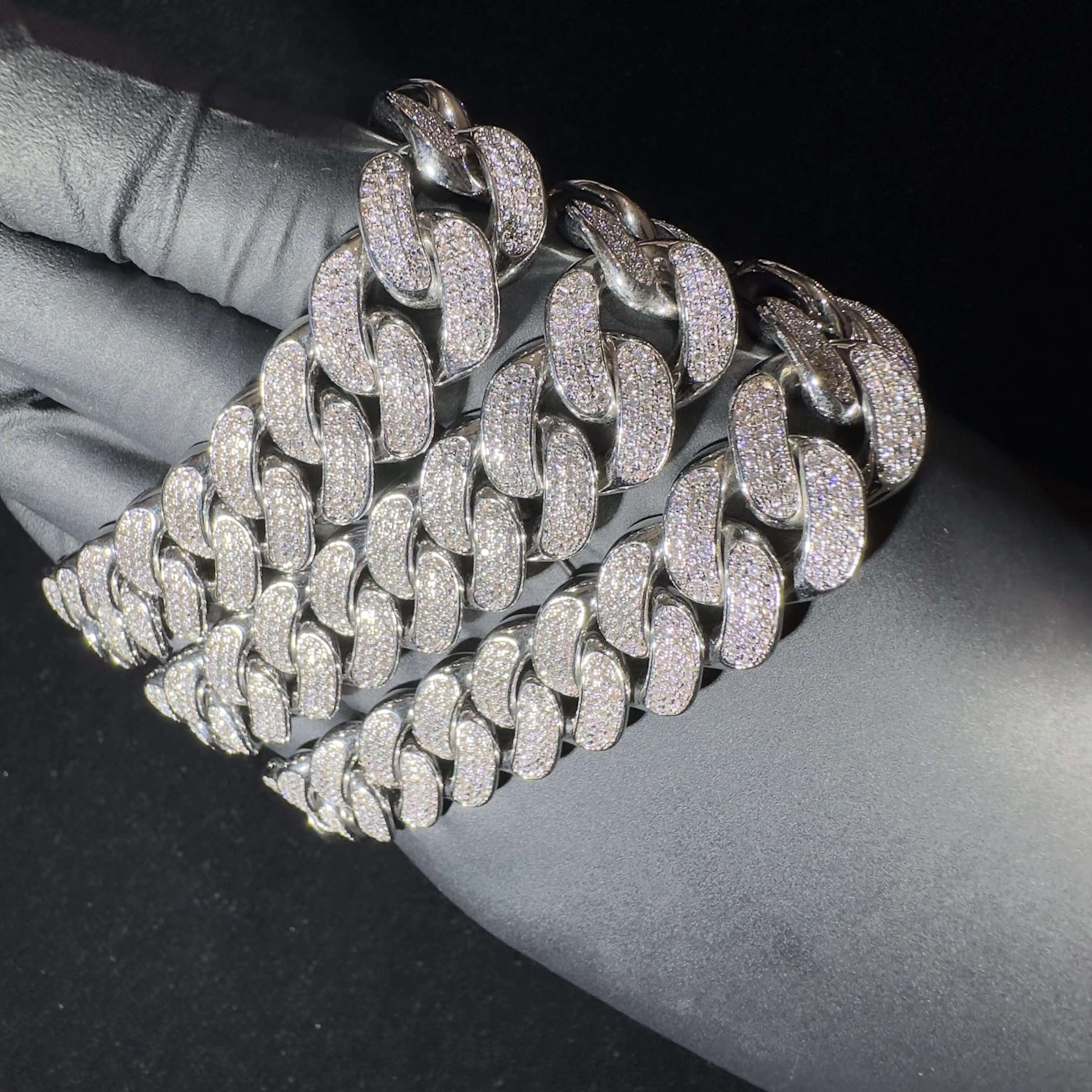 10mm 12mm 14mm 18mm Hip-Hop Jewelry Vvs Moissanite Cuban Link Chain With 925 Silver Necklace Men Jewelry
