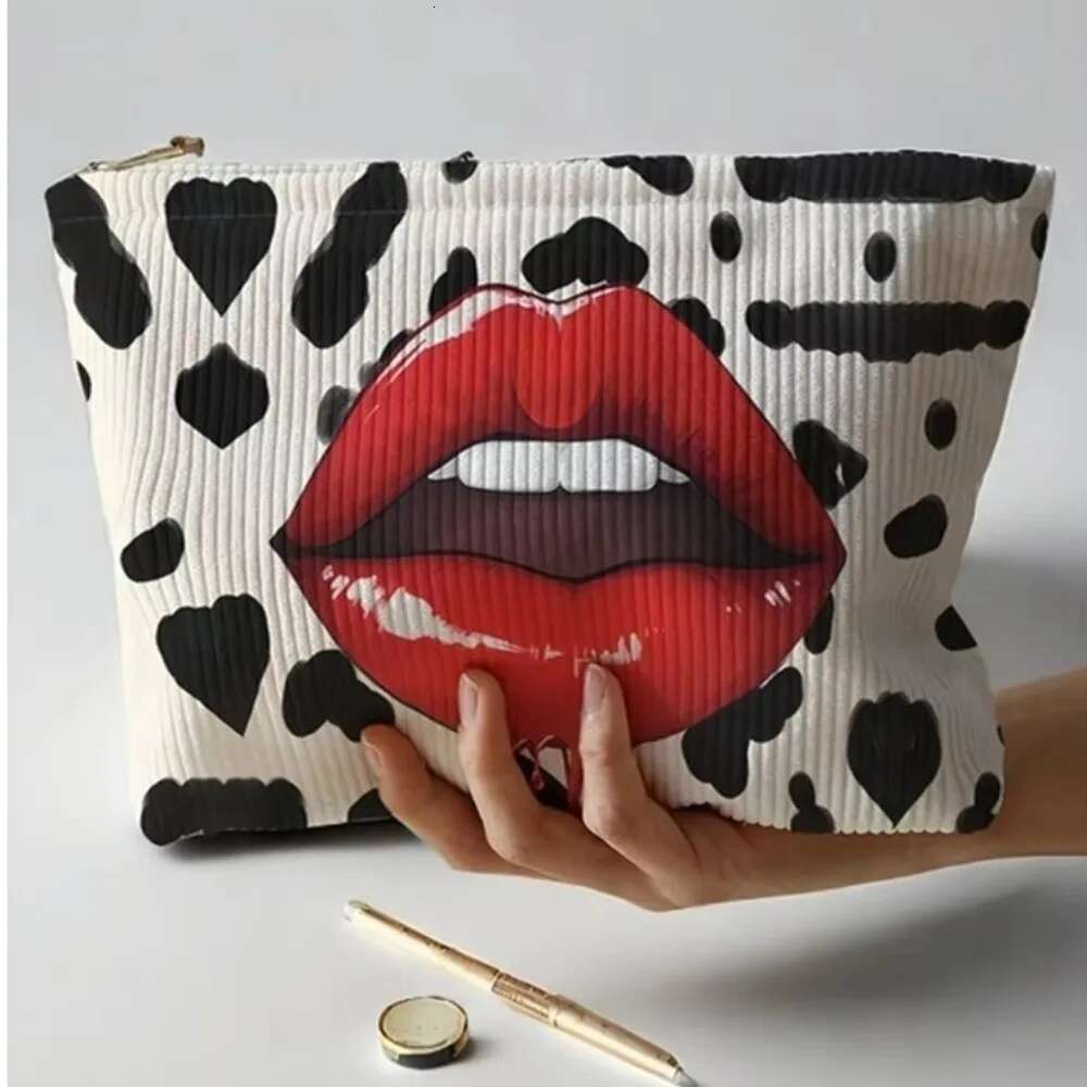 Lip Pattern Printed Makeup Lightweight With Zipper Cosmetic Storage Bag Tiger Cat Frog Leopard Print Clutch Bags Travel
