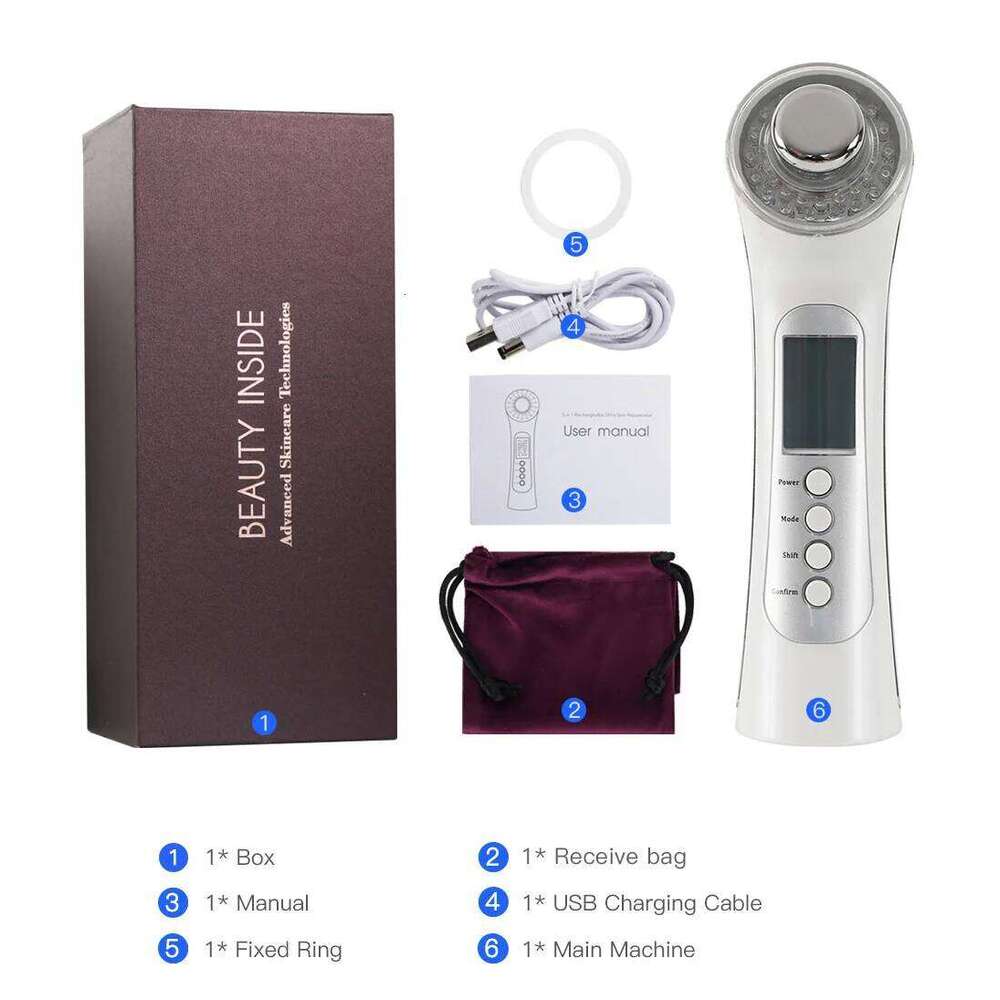 Ultrasonic Ion Facial Massager - Photon Rejuvenation & EMS Microcurrent, Portable Vibration Skin Care Device For Home Use