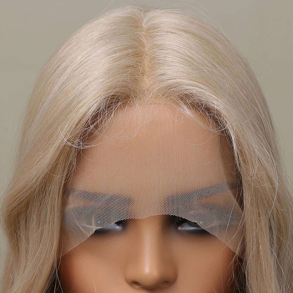 HENRY MARGU Natural Wavy Synthetic Pre Plucked Blonde Long Daily Lace Frontal Hair Wig for Women Cosplay Heat Resistant