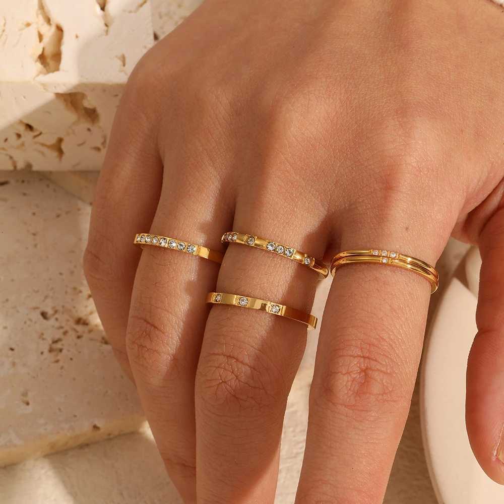 18K Gold Plated Stainless Steel Tarnish-Free Dainty Rings Knuckle Rings for Women Waterproof Minimalist Gold Rings for Women y250712