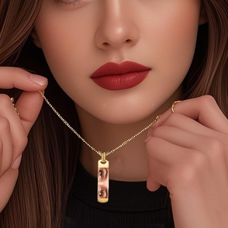 Luxury Jewelry Designer Jewelry SHEIN Cross-border Hot Sale Custom Eye Photo Necklace DIY Custom Stainless Steel Eye Picture Engraving Necklace