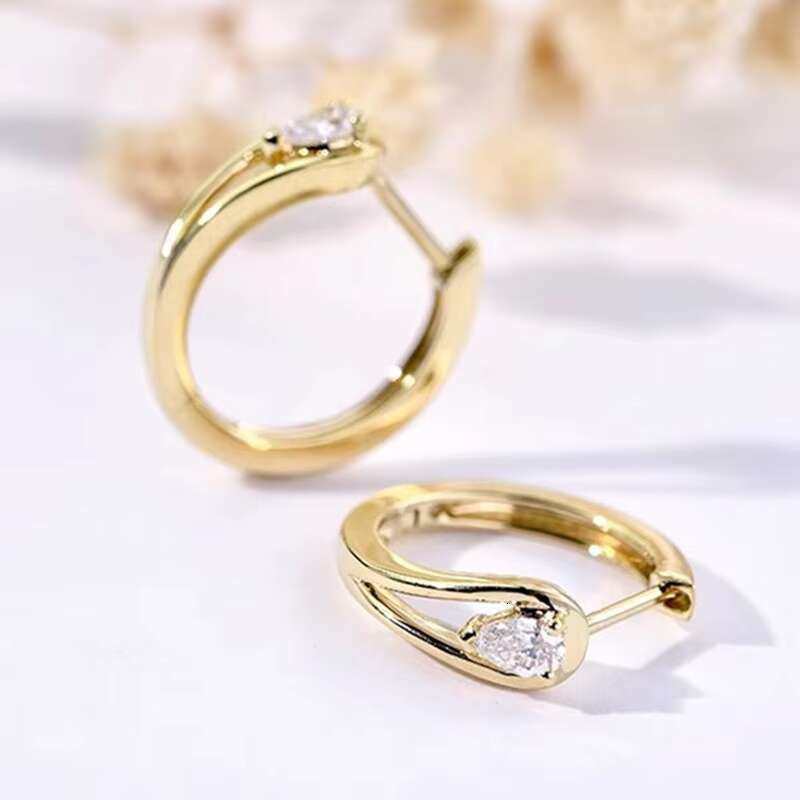 Factory Custom Trendy Water Drop Design Zircon Hoop Earrings for Engagement Wedding Gold Plated CZ Earrings Women Jewelry