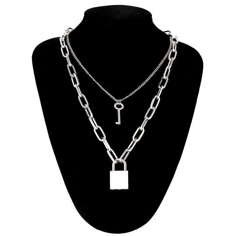 Lock Chain Necklace With A Padlock Pendants For Women Men Punk Jewelry On The Neck 2020 Grunge Aesthetic Egirl Eboy Accessories W250712