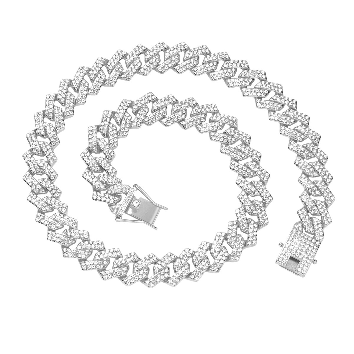 Luxury Jewelry Designer Jewelry European And American Hip-hop Style New Diamond-studded Rhombus Chain Necklace Trendy Nightclub Personality Collarbone