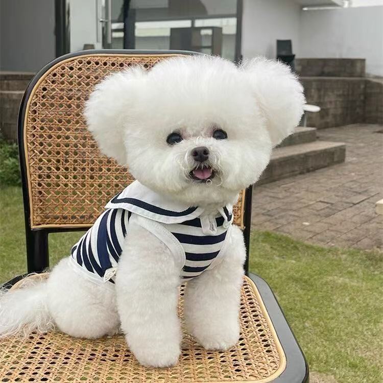 T698 Pet clothes spring and summer new navy style traction buckle top vest Teddy Bichon dog cat thin vest