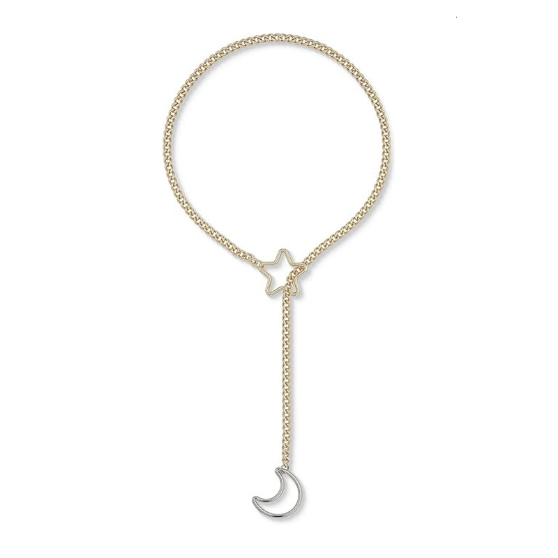Luxury Jewelry Designer Jewelry New Cross-border Gold Moon And Star Necklace Punk Gothic Adjustable Lariat Y-shaped Necklace