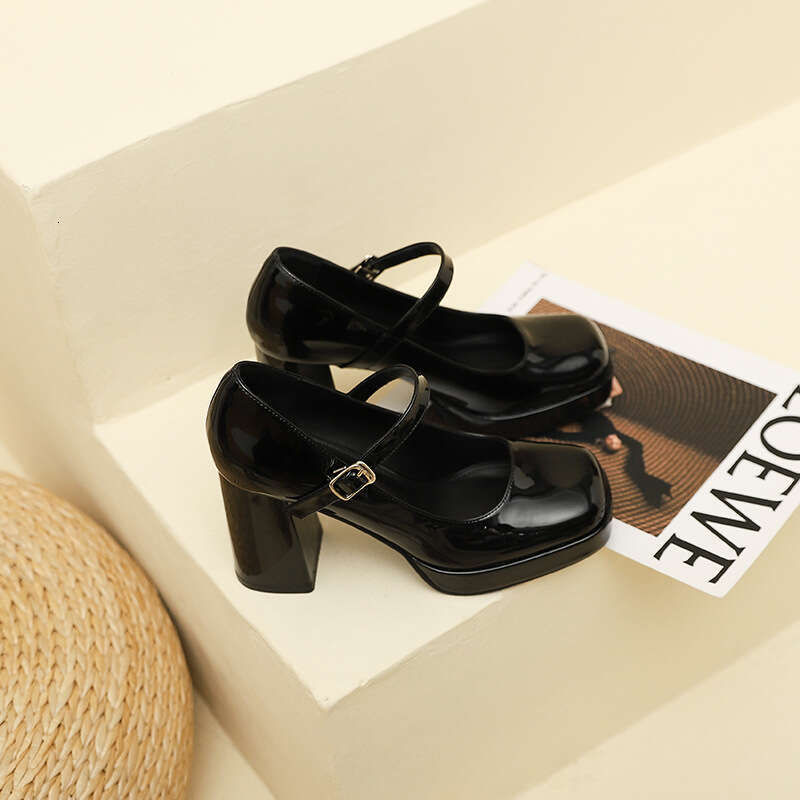 3359-12 One-Strap Single for Women Summer New French Style Elegant Chunky Heel High Heels Women's Shoes