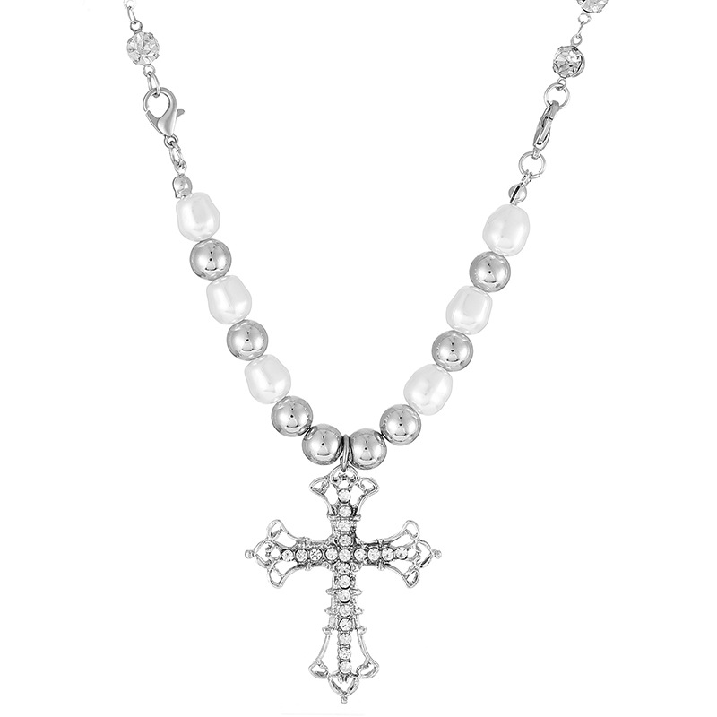 Hip-Hop Inspired Women's Gold Tone Cross Pendant with Real Gemstones