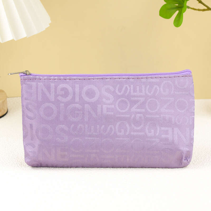 Korean Style Casual Letter Jacquard Horizontal Square Handheld Makeup Pouch Toiletry Bag for Women