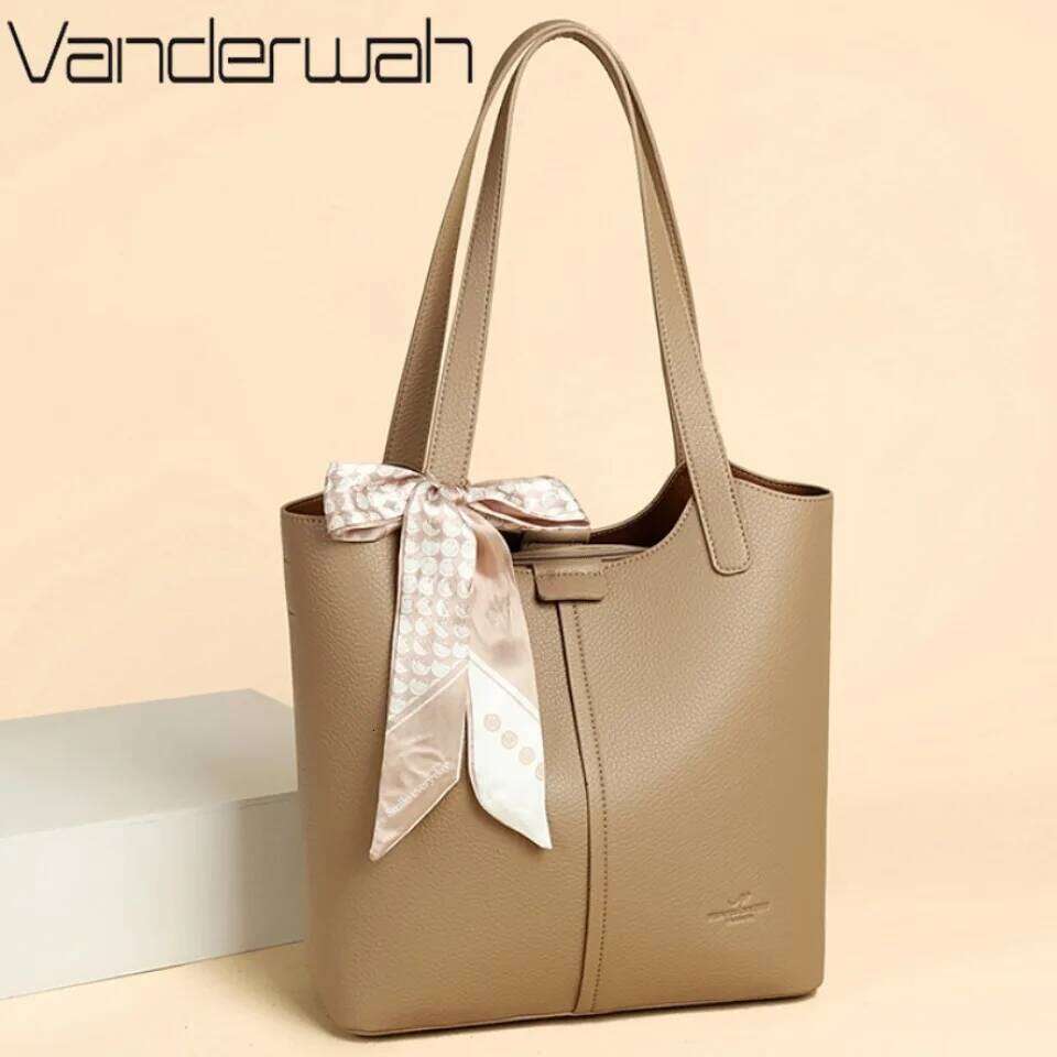 Genuine Brand Soft Leather Shoulder For Women Casual Tote Bag Female Solid Color Purse Simple Design Handbag Commuting Sac