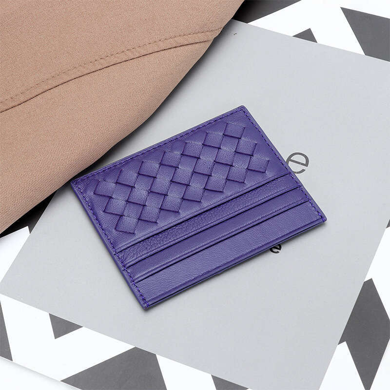 Ultra-thin Mini Sheepskin Women's Credit Fashionable Bus Multi-card Slot Men's Woven Card Holder ID Case