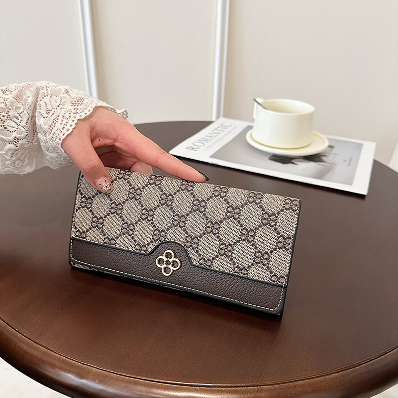 Luxury Brand Designer Bag Cross-Border Exclusive Large Capacity Multi-Card Slot Women's Printed Long Wallet Retro Classic Cross-Border Wholesale 