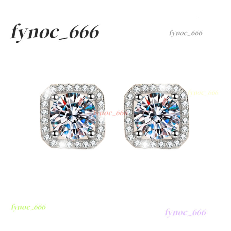 Fine Jewelry 1-4ct VVS Diamond Studs Earrings Orbicular Square S925 Sterling Silver Moissanite Sterling Silver Studs VVS Diamond