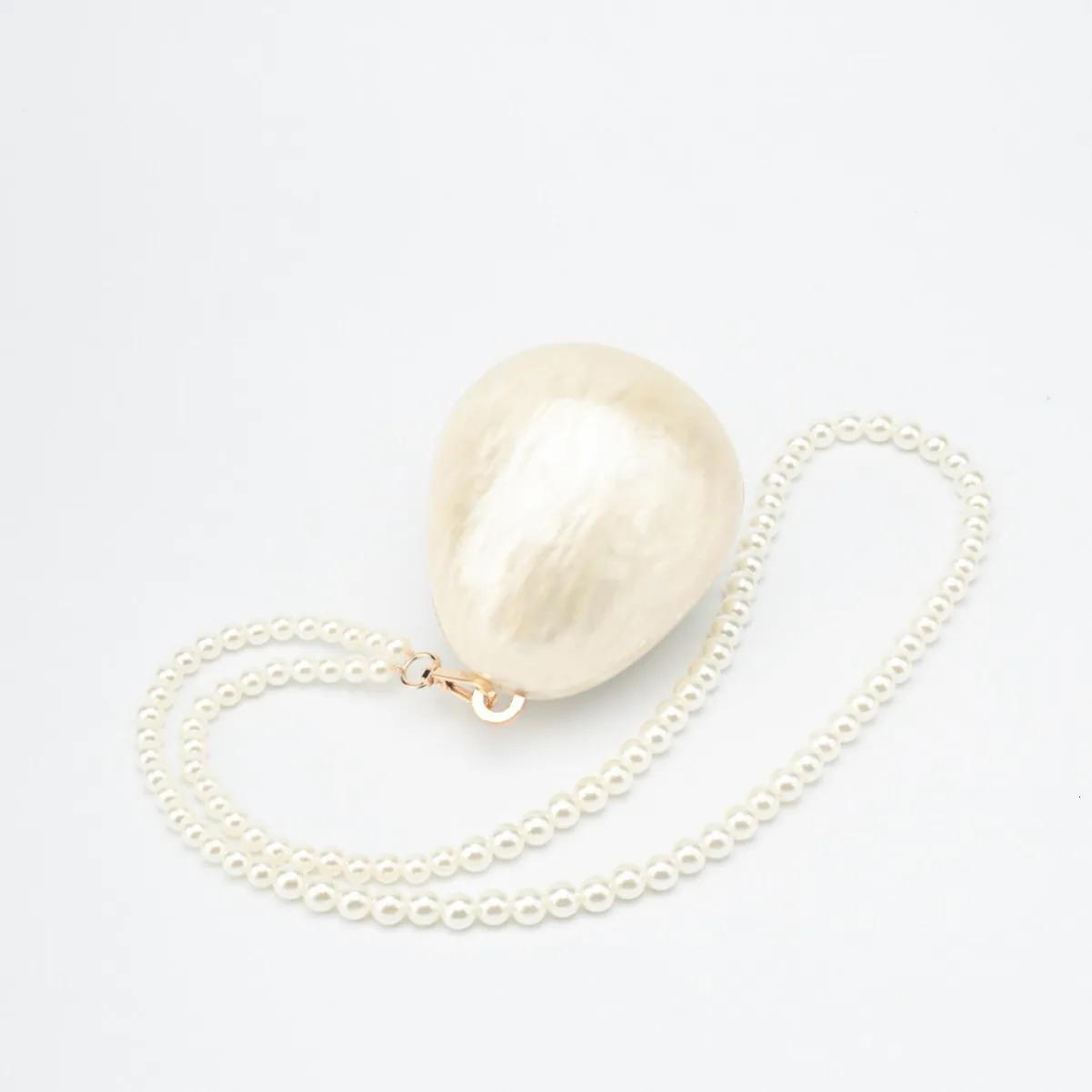 2025 Women White Beige Egg Ball Bag Acrylic Evening Clutch Bag With Beading For Wedding Party Small Purses Handbags 250708