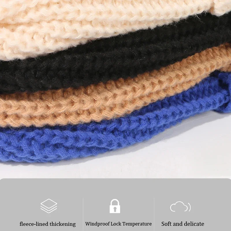 Korea Oversized Big Szie Knitted Hat Mens Winter Large Size 58cm 60cm Warm Cold Ear Protection Beanies Skullies Caps Women 250712