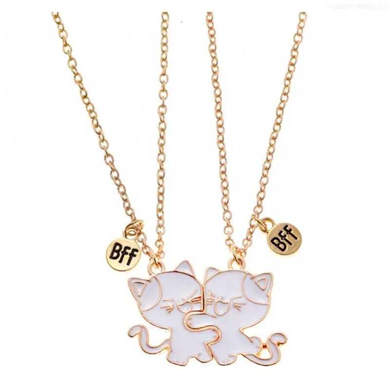 2-Pack Friendship Necklaces Cats Pendants Necklace Adjustable Chain Necklace F0S4 W250712